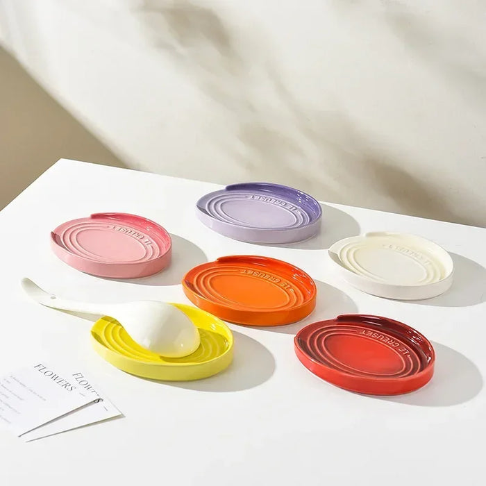 Porcelain Spoon Rest — Large Ceramic Utensil Holder for Hob & Worktop