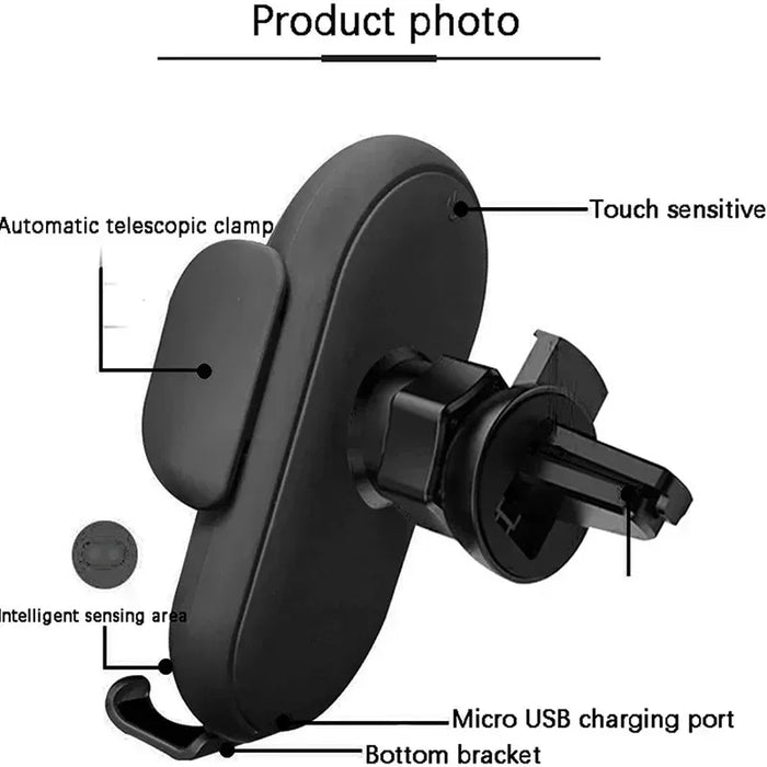 Car Wireless Charger & Phone Holder — Auto Infrared Clamps, 5–30W Fast Charge, 360° Rotate