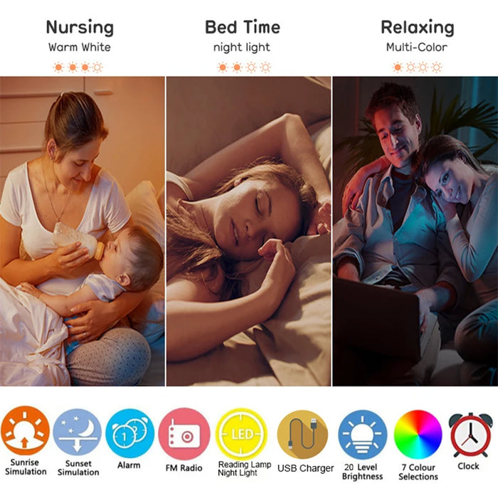 Wake-Up Light Alarm Clock with Sunrise/Sunset Simulation, Dual Alarms, FM Radio & Natural Sounds