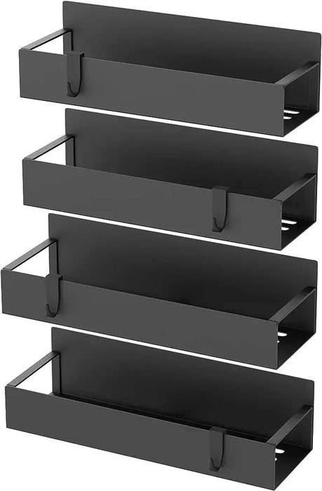 Magnetic Fridge Side Shelf Organiser for Spices — Black (2 pack)