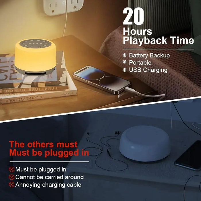 7‑Colour Night Light & 24‑Sound Sleep Machine — Rechargeable White Noise Speaker