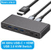 USB-C Thunderbolt HDMI KVM Switch — 2‑Port, 4K@60Hz & 2K@120Hz, 100W PD, 1 Monitor for 2 PCs