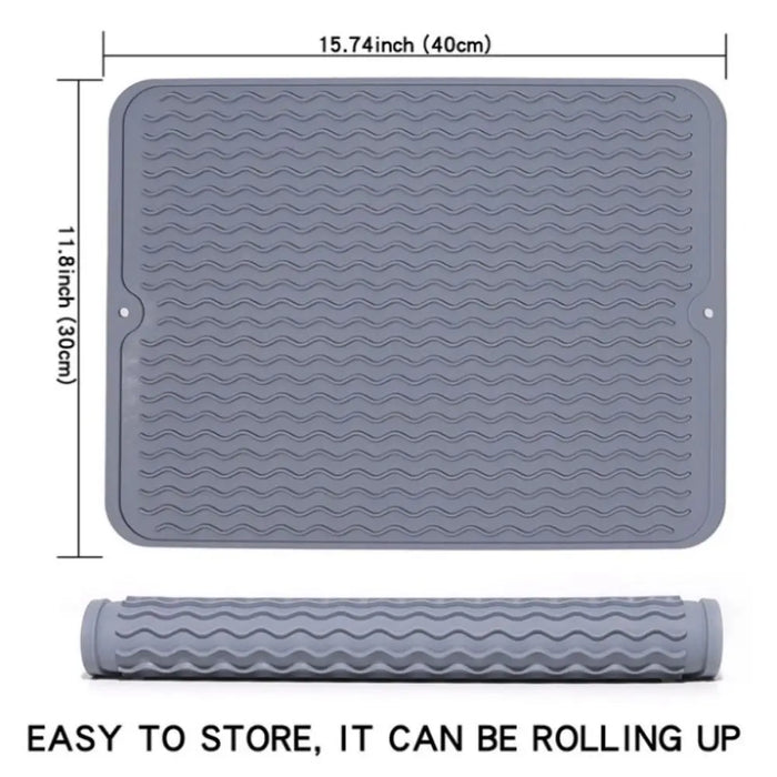 Foldable Silicone Drying Mat — Heat-resistant, Anti-slip Kitchen Drain Mat