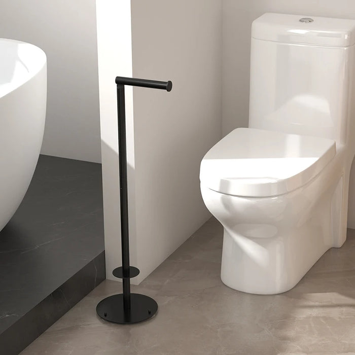 Foldable Floor-Standing Toilet Roll Holder with Reinforced Base, Standalone Dispenser