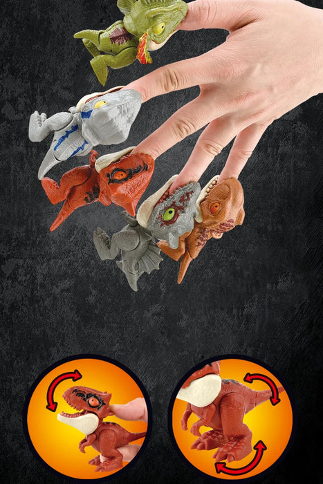 Mini Cartoon Tyrannosaurus Finger Dinosaurs — Plastic Finger Puppets (5/10/20)