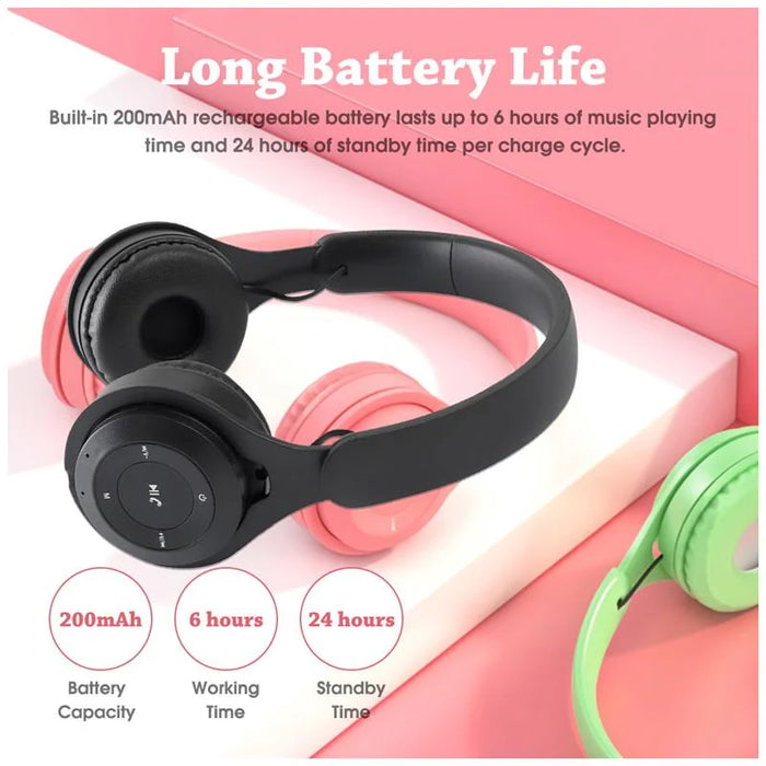 Y08 Macaron Wireless Bluetooth Headphones with Mic — Stereo Headband for Kids & Gaming