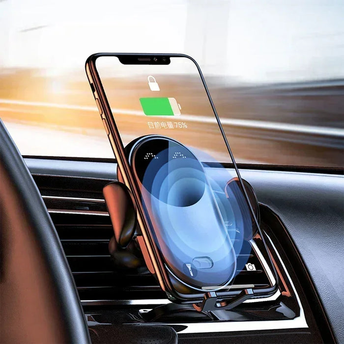 Car Wireless Charger & Phone Holder — Auto Infrared Clamps, 5–30W Fast Charge, 360° Rotate