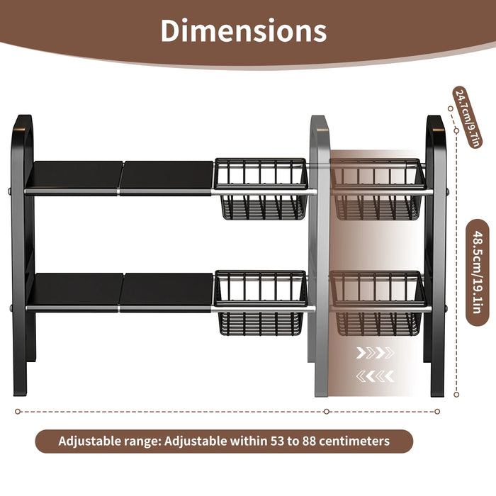 2-Tier Expandable Under-Cabinet Organiser – Adjustable Under-Sink Storage for Kitchen & Bathroom
