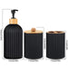 Bathroom Countertop Organiser – Soap Dispenser, Cotton Box & Toothbrush Holder (Plastic & Bamboo)