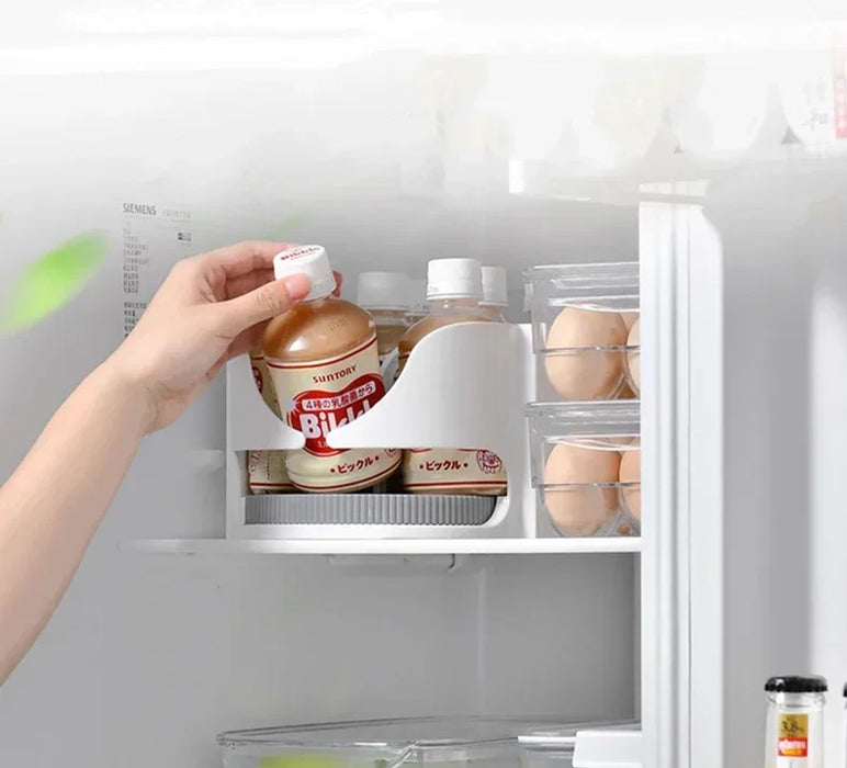 Rotating Fridge Organiser Bin – Soda Can & Bottle Holder, 360° Access
