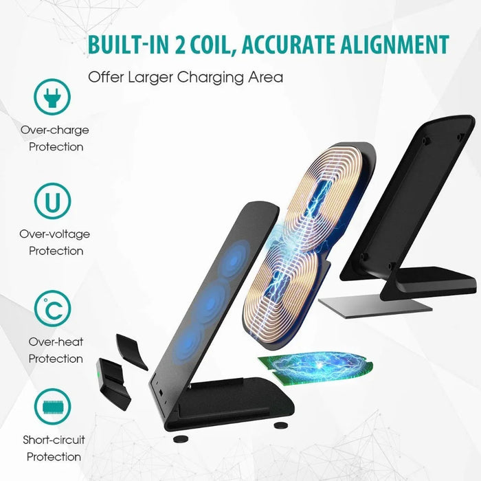 Fast Wireless Charging Stand — Up to 15W for iPhone & Samsung