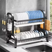 2/3-Tier Stainless Steel Dish Rack with Utensil Holder — Compact Rustproof Countertop Drainer