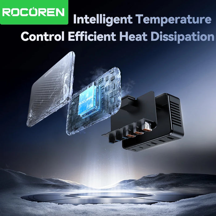 100W GaN 6-Port USB Charger — 3x USB-C & 3x USB-A (UK plug option)