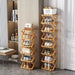 Bamboo Foldable Shoe Rack — Narrow Freestanding Shelf, 4/5/6-Tier for Hallway & Bedroom