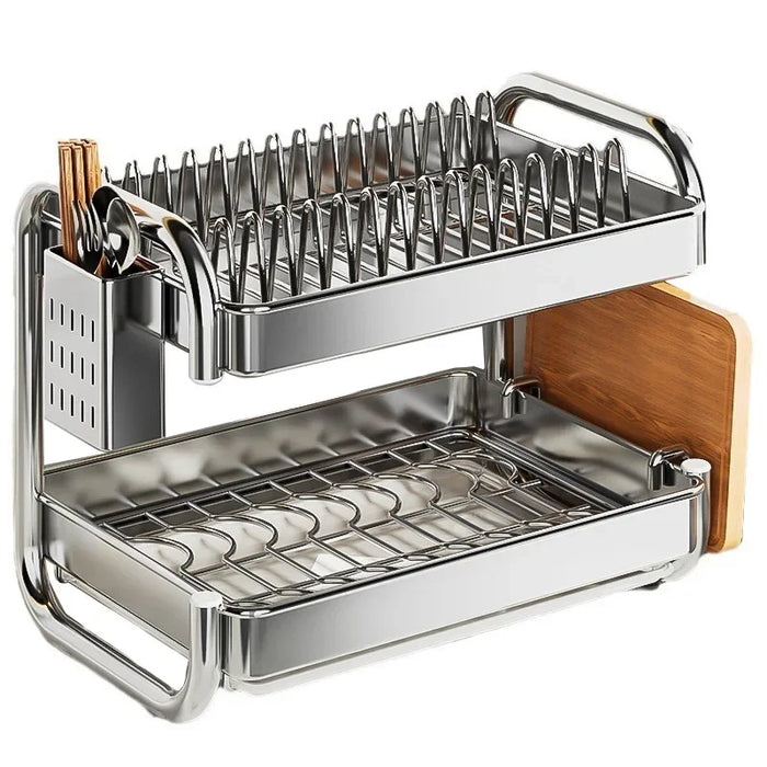 2- or 3-Tier Stainless Steel Dish Rack — Deep Plate & Bowl Drainer