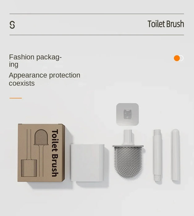 Mini Silicone Toilet Brush Set — Wall‑Mounted or Free‑Standing, Soft Silicone Brush