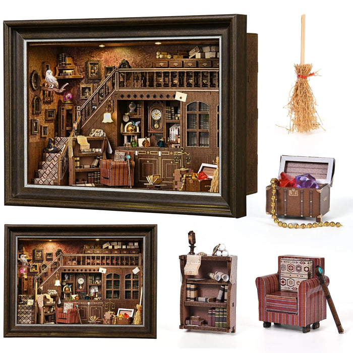 Secret Attic Book Nook Kit — 3D Wooden DIY Bookend with Light Effect