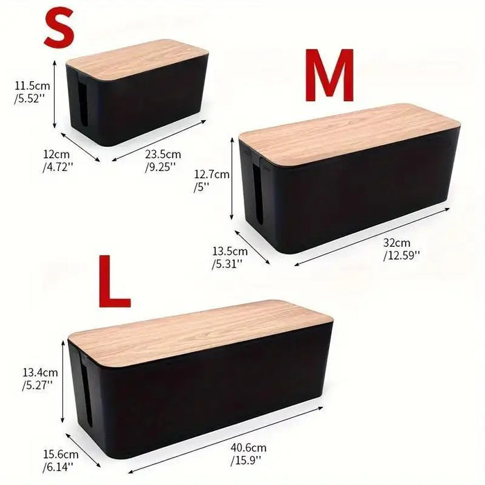 Cable Management Box — Hide Wires & Power Strips | TV Cord Organiser for Home & Office