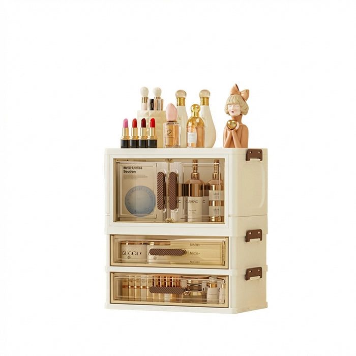 Foldable Transparent Drawer Cosmetic Organiser — Dustproof Multi‑Layer Makeup Storage