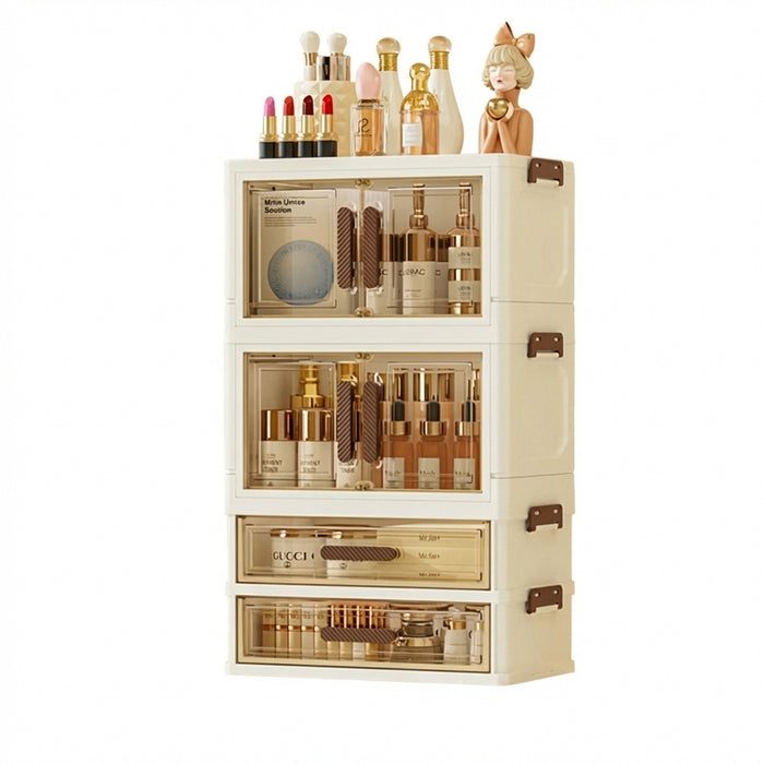 Foldable Transparent Drawer Cosmetic Organiser — Dustproof Multi‑Layer Makeup Storage