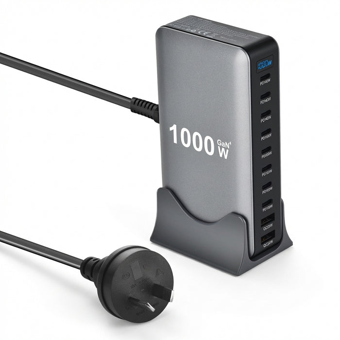 1000W GaN 10‑Port PD3.1 Fast Charging Station — Up to 140W USB‑C (for iPhone, Samsung, Xiaomi, Huawei)