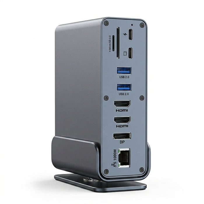 15‑in‑1 USB‑C Docking Station — Dual HDMI & DP 4K@60Hz, PD100W, Gigabit Ethernet, SD/TF, Audio