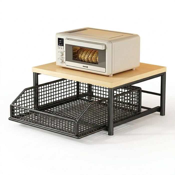 2026 Kitchen Countertop Organiser Rack — Pull-Out Shelf for Microwave, Coffee Machine & Printer
