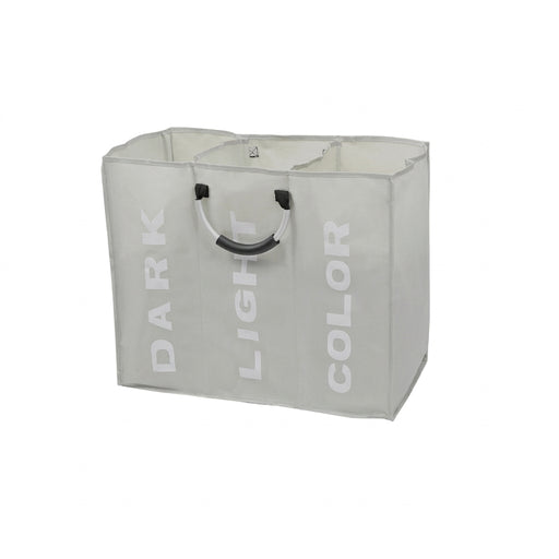 Foldable 3‑Section Laundry Hamper — Large Oxford Cloth with Aluminium Handle