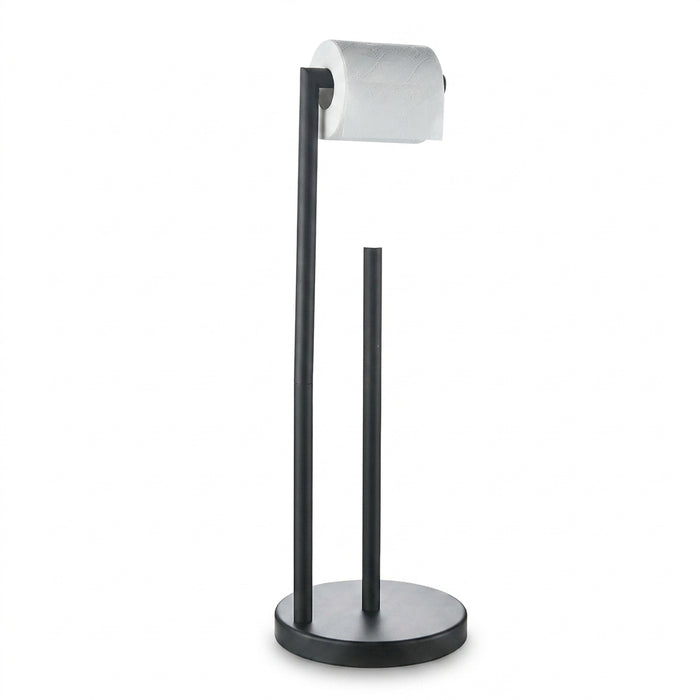 Stainless Steel Freestanding Toilet Roll Holder, Black – Standing Holder with 4‑Roll Storage